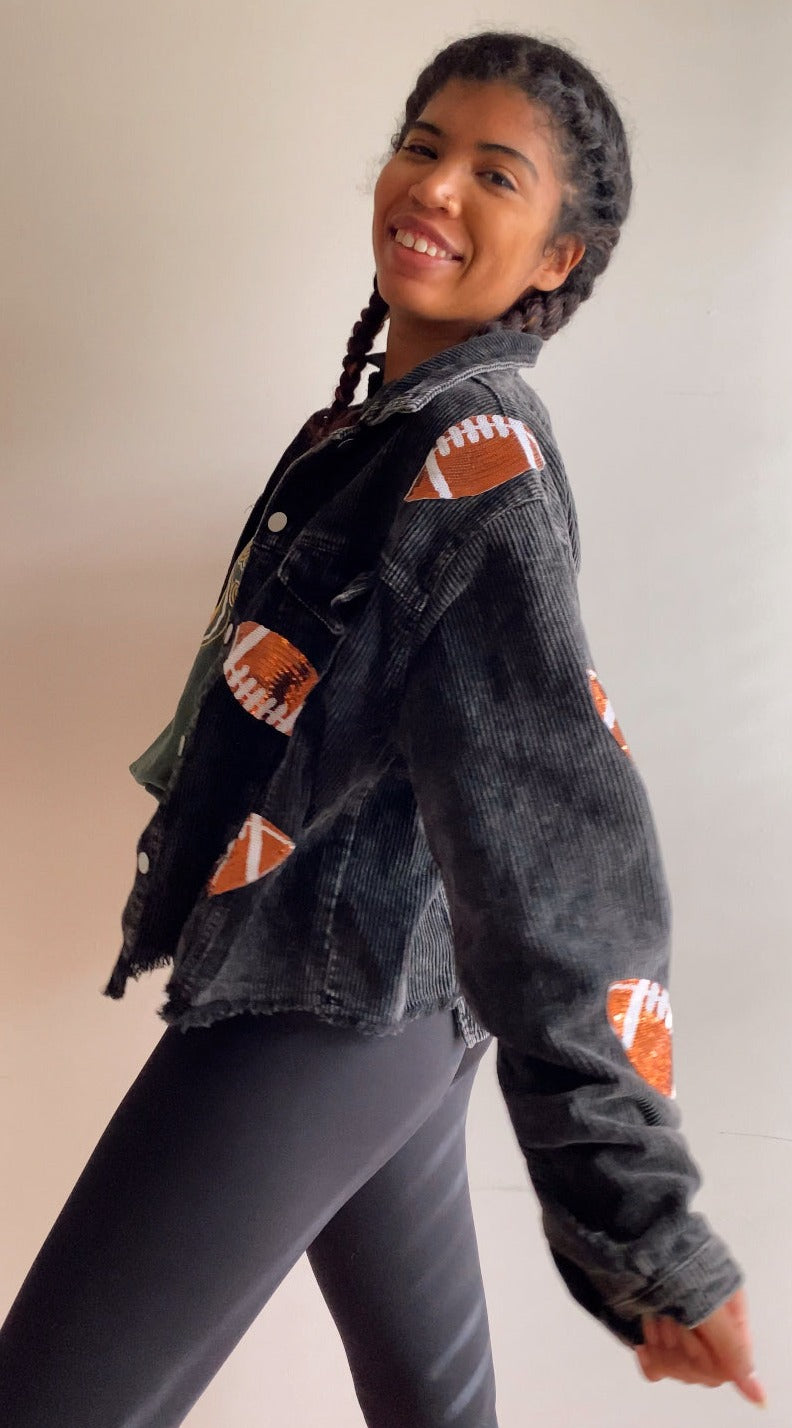 Game Day Corduroy Sequin Football Jacket