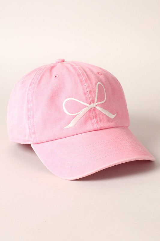 Embroidered Bow Baseball Cap