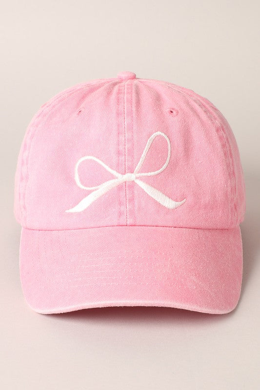 Embroidered Bow Baseball Cap