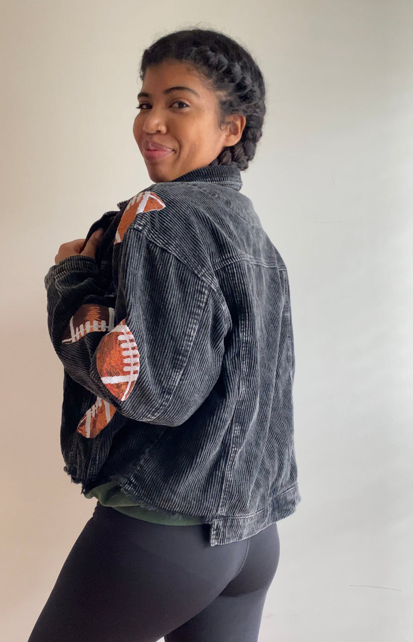Game Day Corduroy Sequin Football Jacket