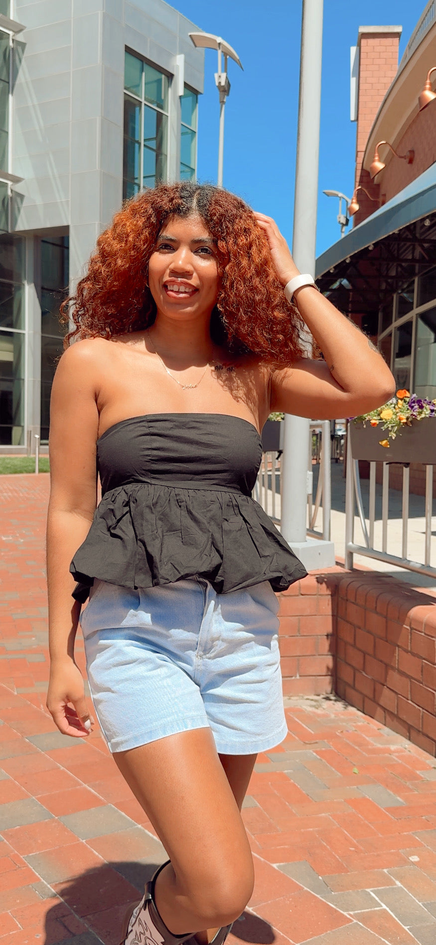 Florence Strapless Peplum Top