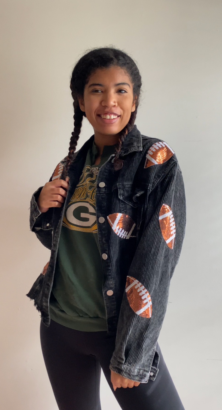 Game Day Corduroy Sequin Football Jacket