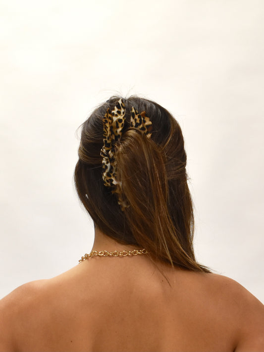 Cheetah Print Bow Claw Clip