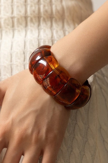 Tortoise Shell-Acrylic Stretch Cord Bracelet