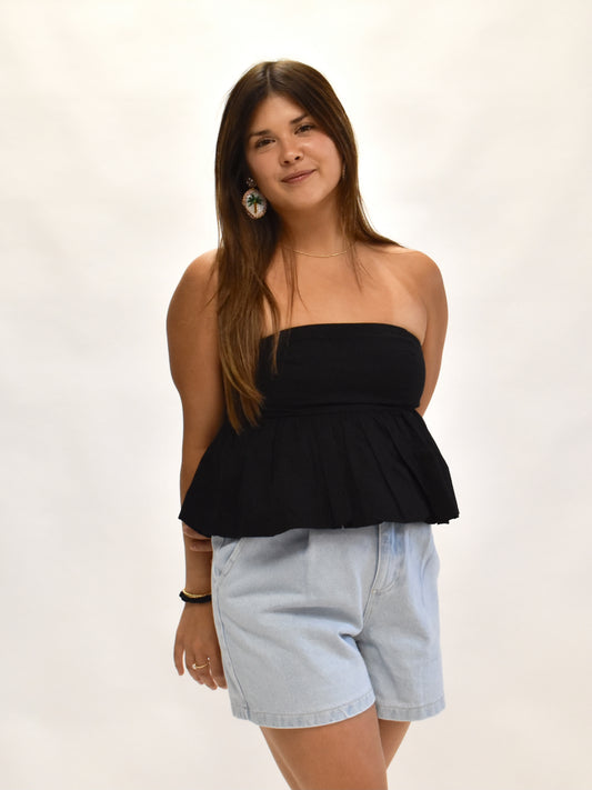 Florence Strapless Peplum Top