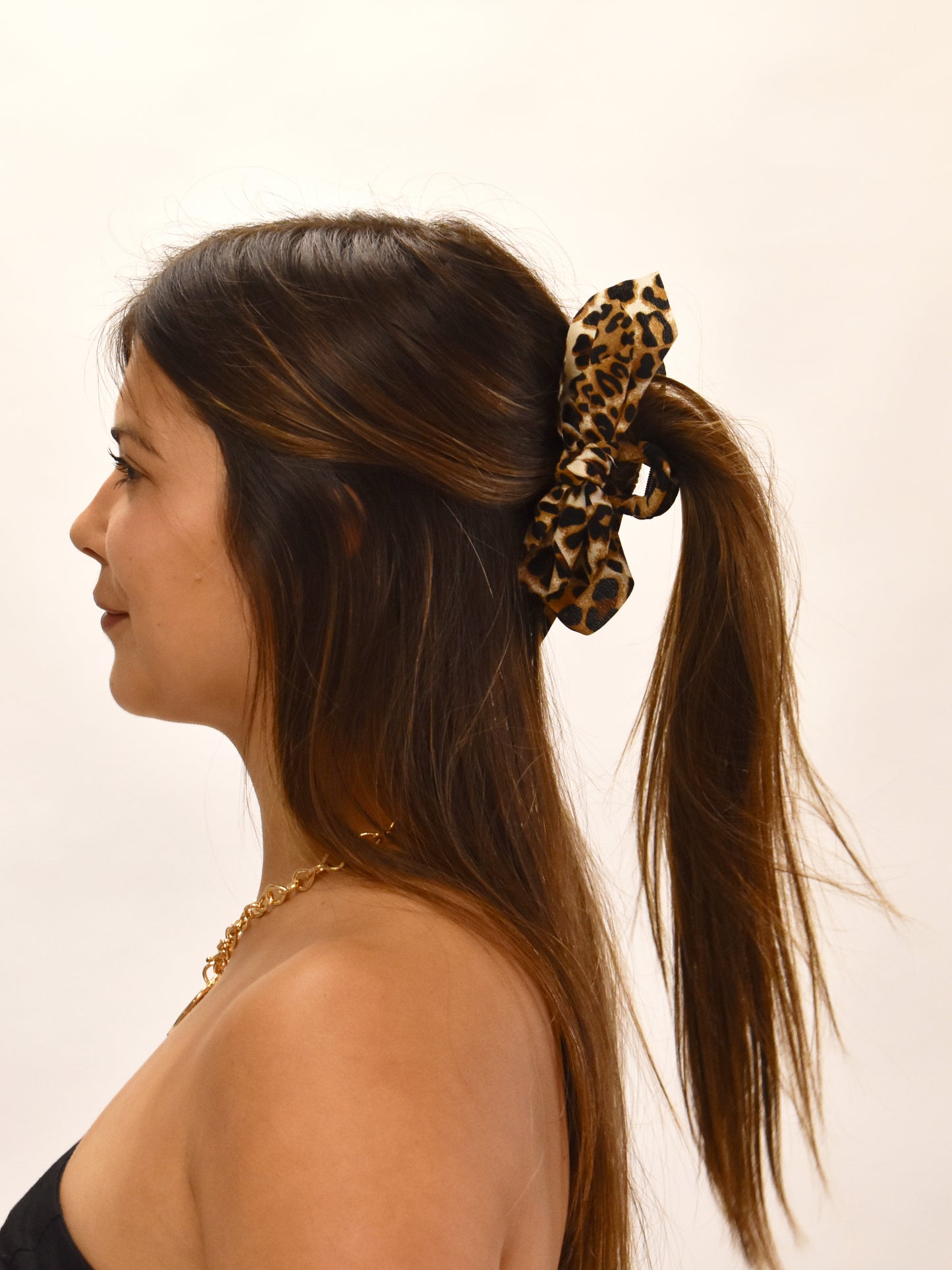 Cheetah Print Bow Claw Clip