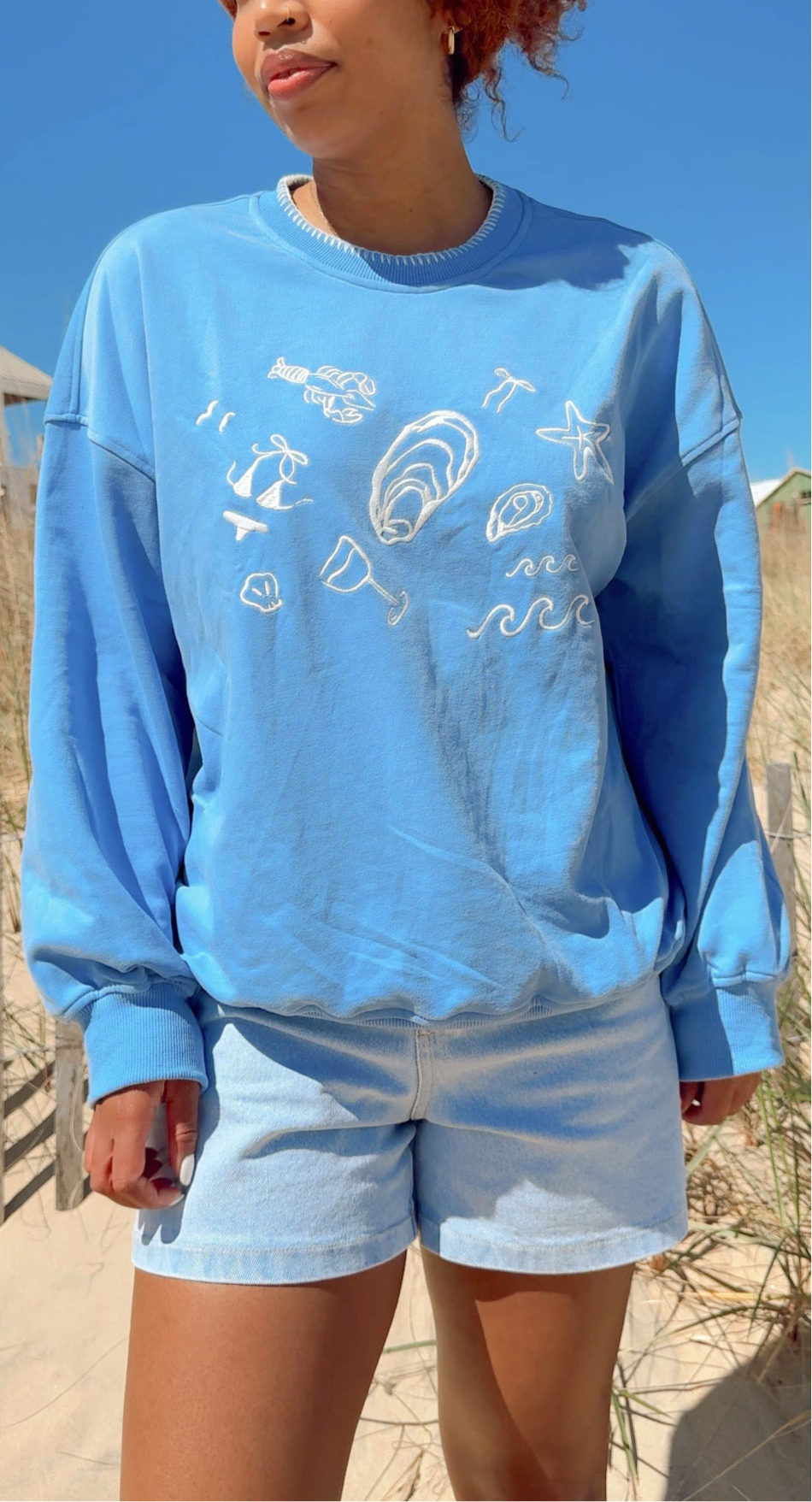 Beach Days Embroidered Crewneck
