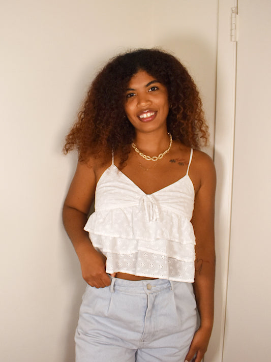 Eyelet Faux Tie Tank