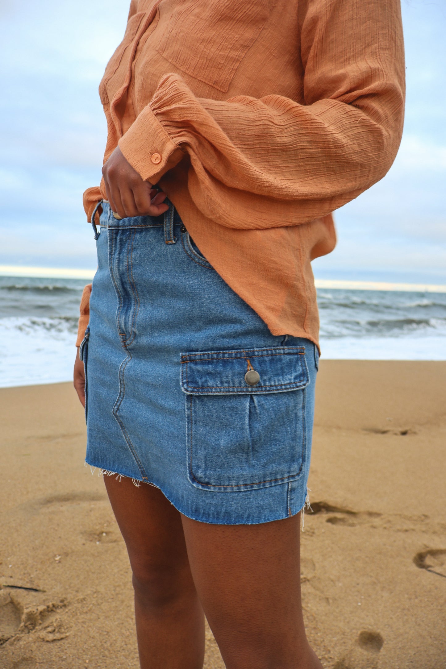 Cargo Denim Mini Skirt