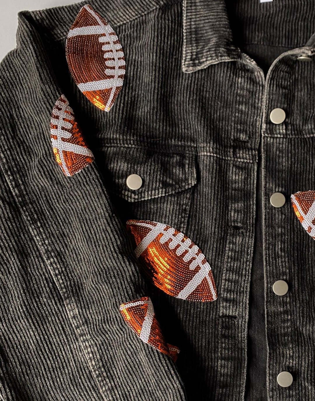 Game Day Corduroy Sequin Football Jacket
