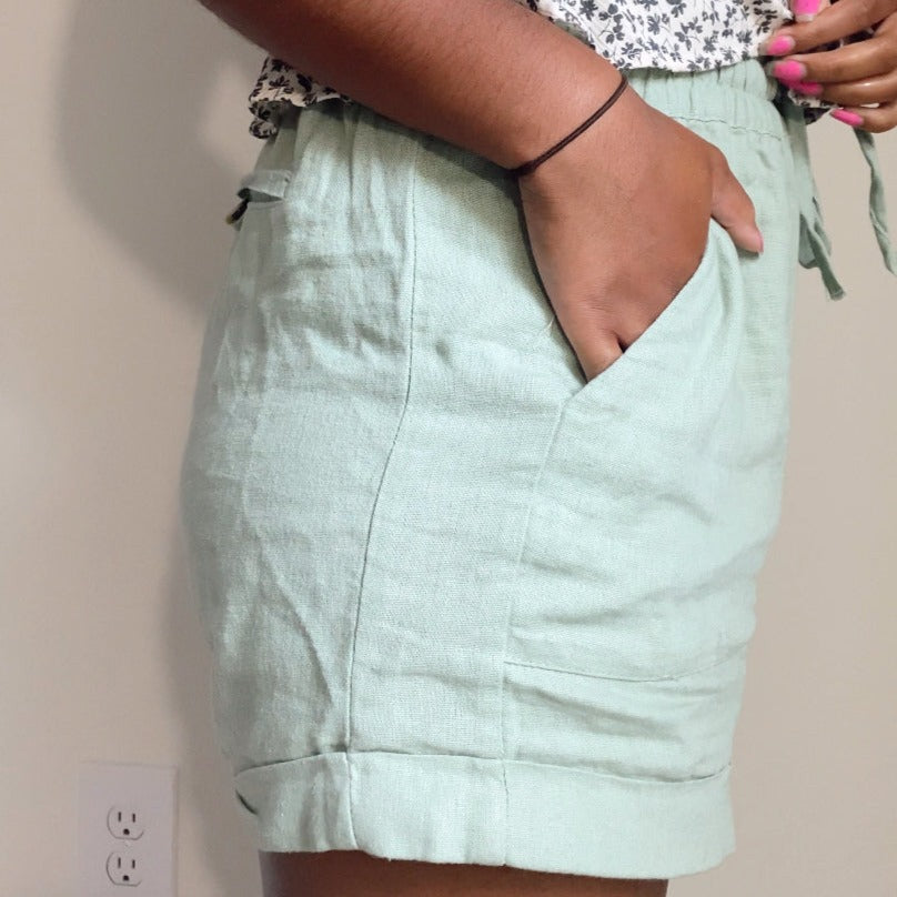 Deep pockets on women's linen shorts