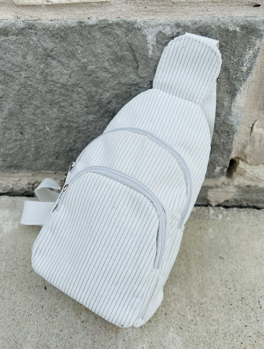 White Corduroy Sling Bag