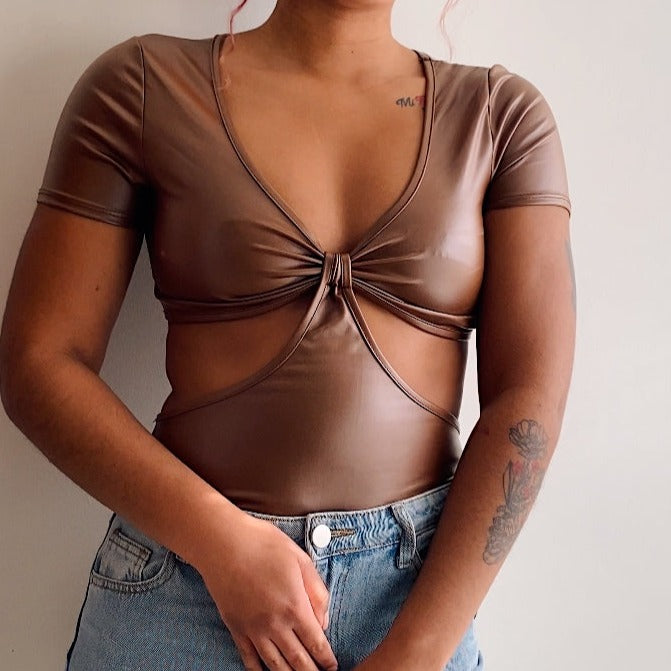 Dahlia Faux Leather Bodysuit