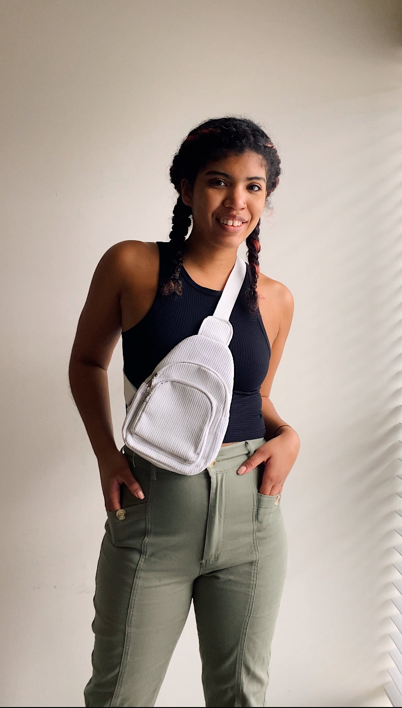 White Corduroy Sling Bag