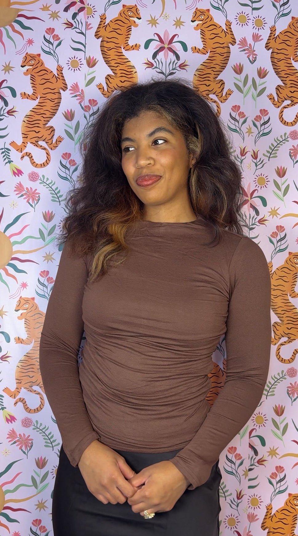 Main Character Long Sleeve Top- Brown