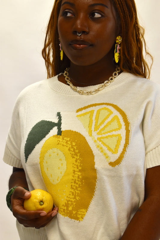 Short Sleeve Lemon Sweater