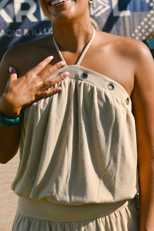 Headliner Romper- Tan