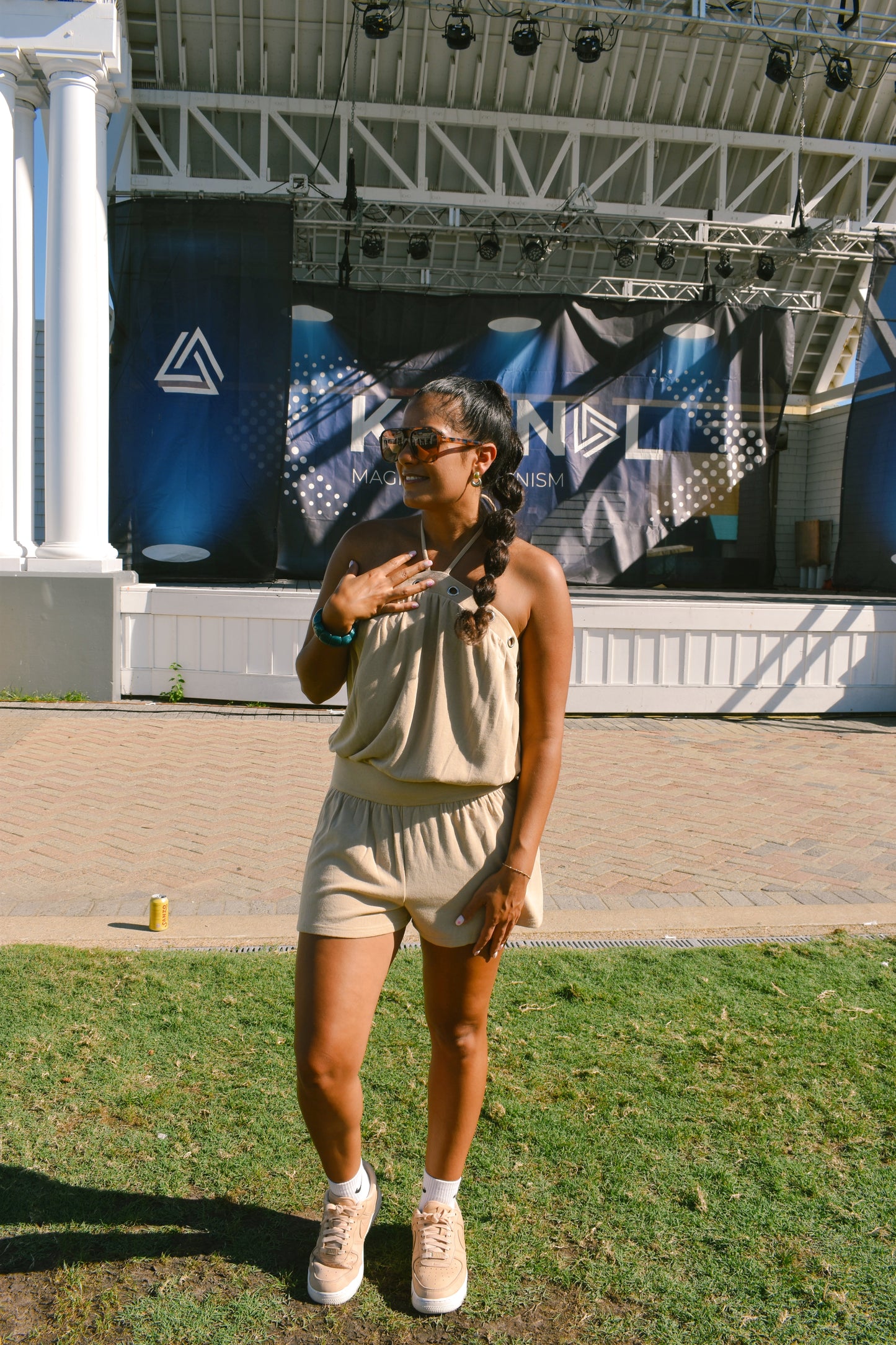 Headliner Romper- Tan