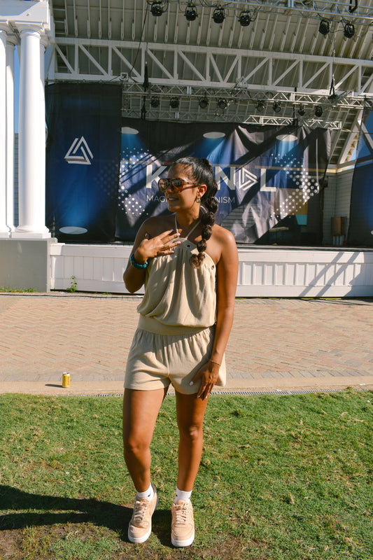 Headliner Romper- Tan