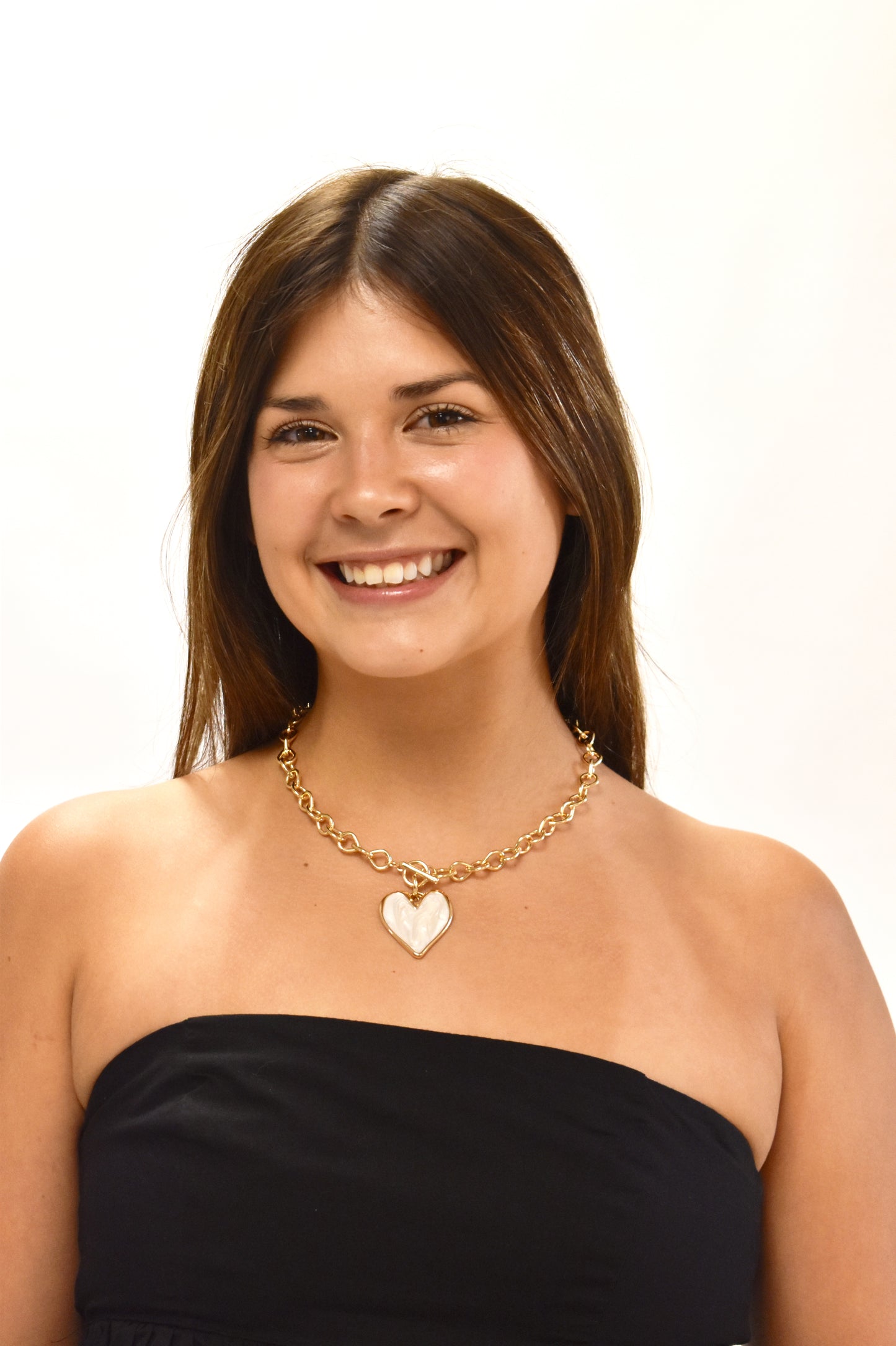 White Heart Toggle Necklace