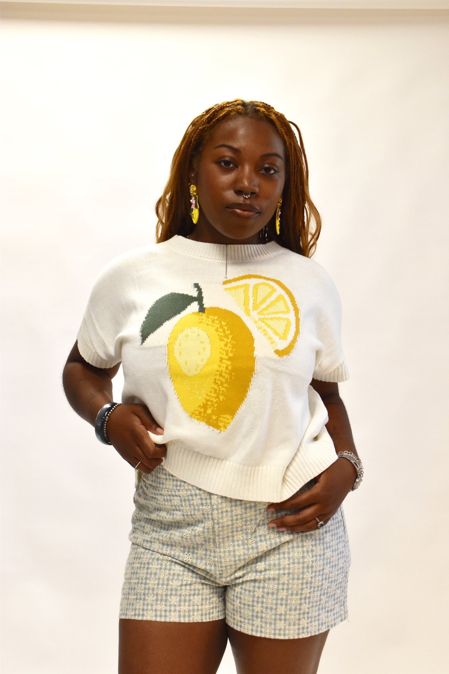 Short Sleeve Lemon Sweater