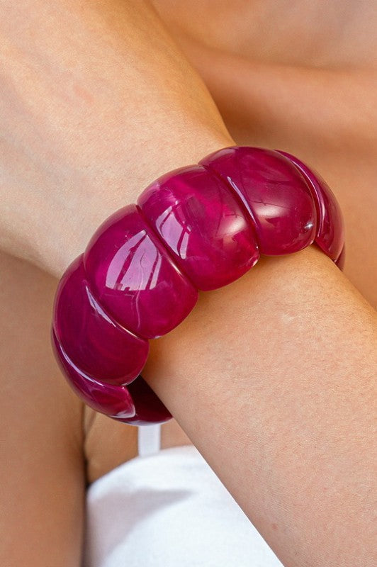 Berry-Acrylic Stretch Cord Bracelet