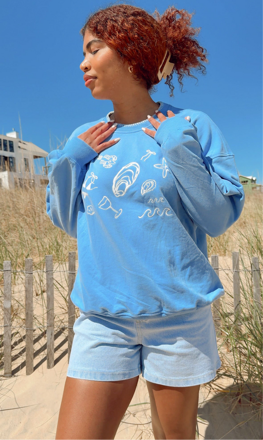 Beach Days Embroidered Crewneck