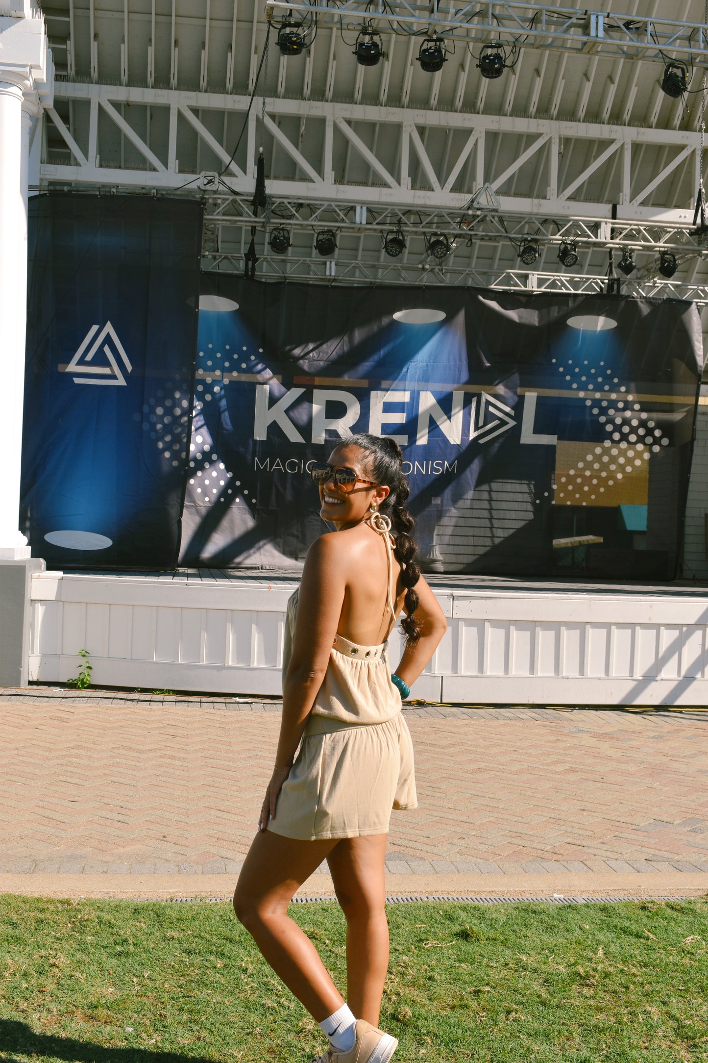 Headliner Romper- Tan