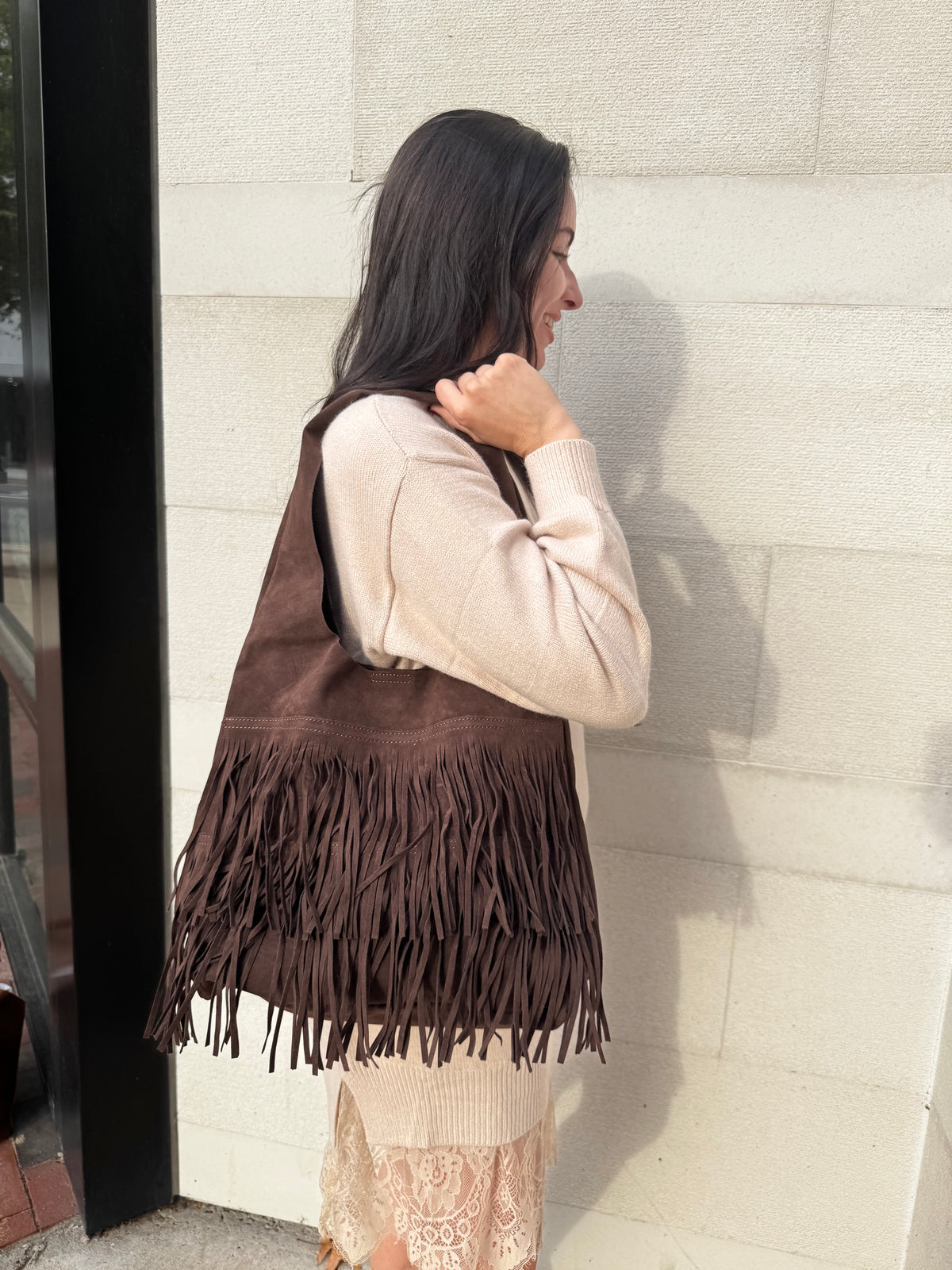 Friday Fringe Hobo Bag- Chocolate Brown