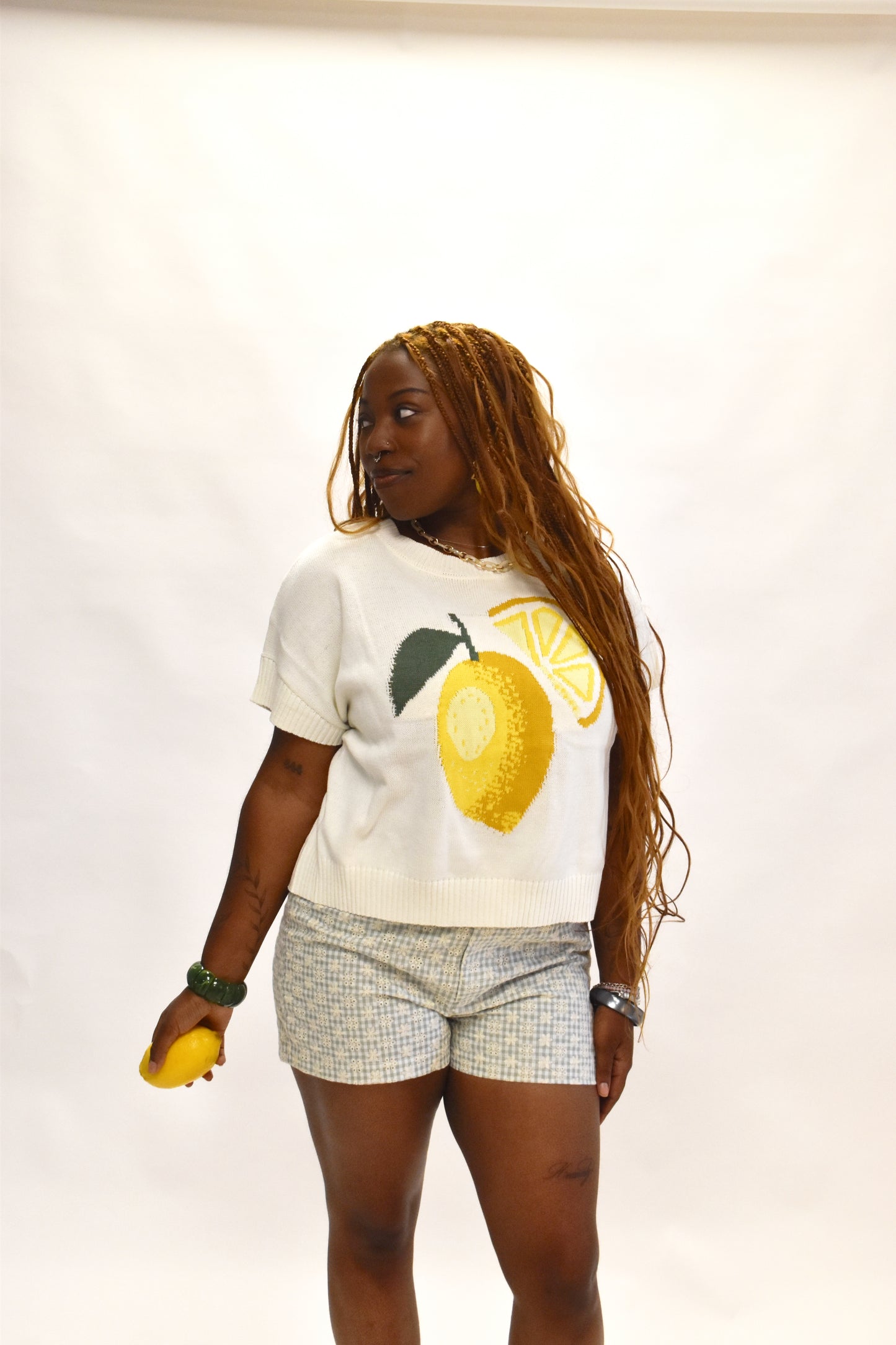 Short Sleeve Lemon Sweater