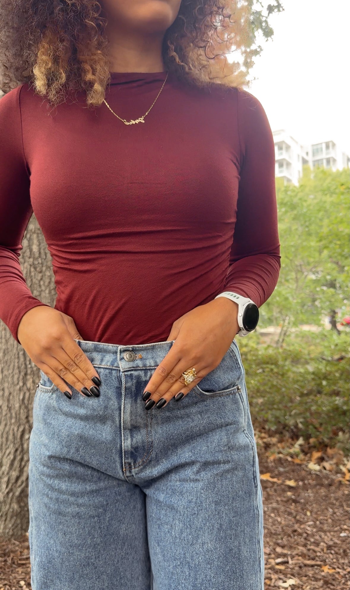 Main Character Long Sleeve Top- Burgundy