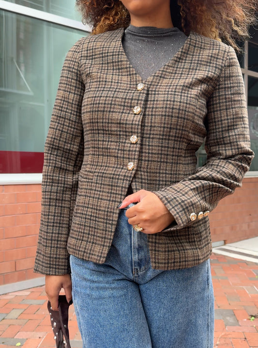 Plaid Button Down Blazer