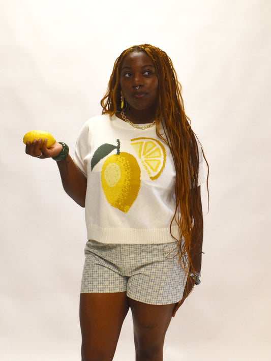Short Sleeve Lemon Sweater