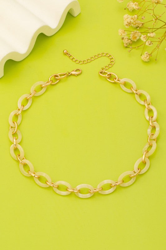 Off White Chunky Bold Resin Link Necklace